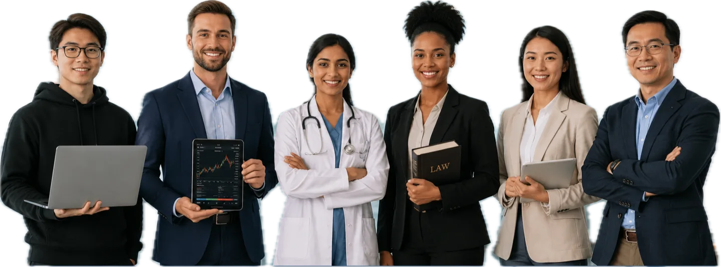 Professionals YZ CPA serves: software engineer, trader, doctor, lawyer, import/export owner, professor