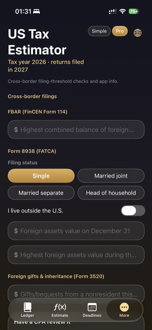 Cross-border checks screen